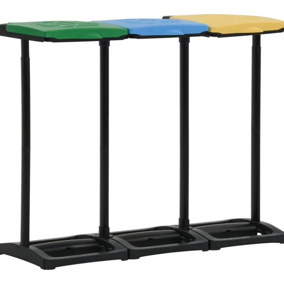 340989 vidaXL Afvalzakstandaards met deksel 240-330 L PP meerkleurig