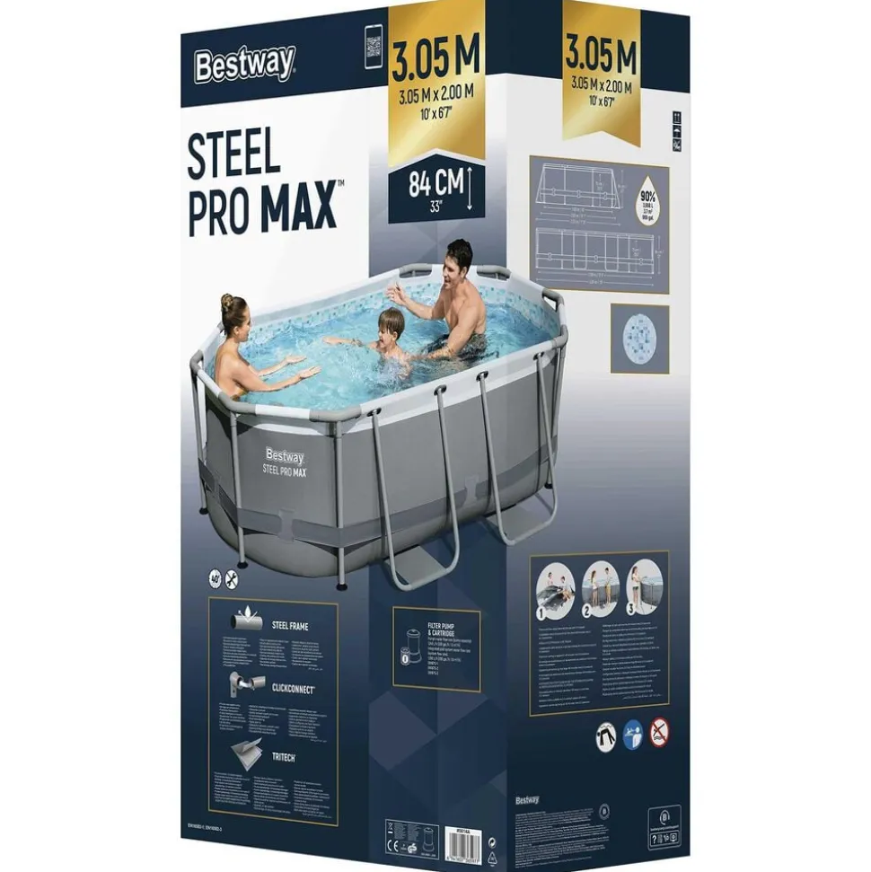 Best Way Zwembadset Grijs 305 x 200 x 84 cm Staal