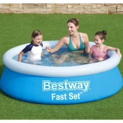 Bestway Fast Set Zwembad opblaasbaar rond 183x51 cm blauw