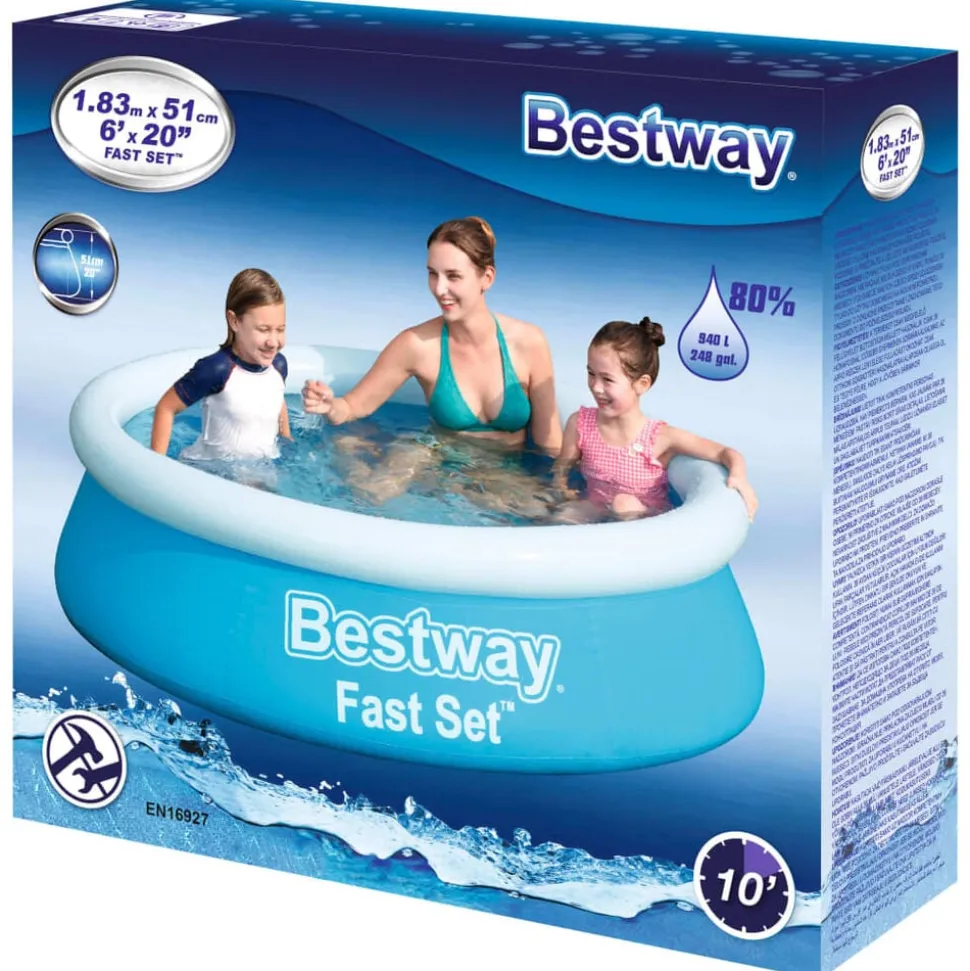 Bestway Fast Set Zwembad opblaasbaar rond 183x51 cm blauw