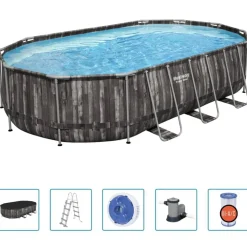 Bestway Power Steel Zwembadset ovaal 488x305x107 cm