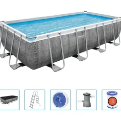 Bestway Power Steel Zwembadset rechthoekig 488x244x122 cm