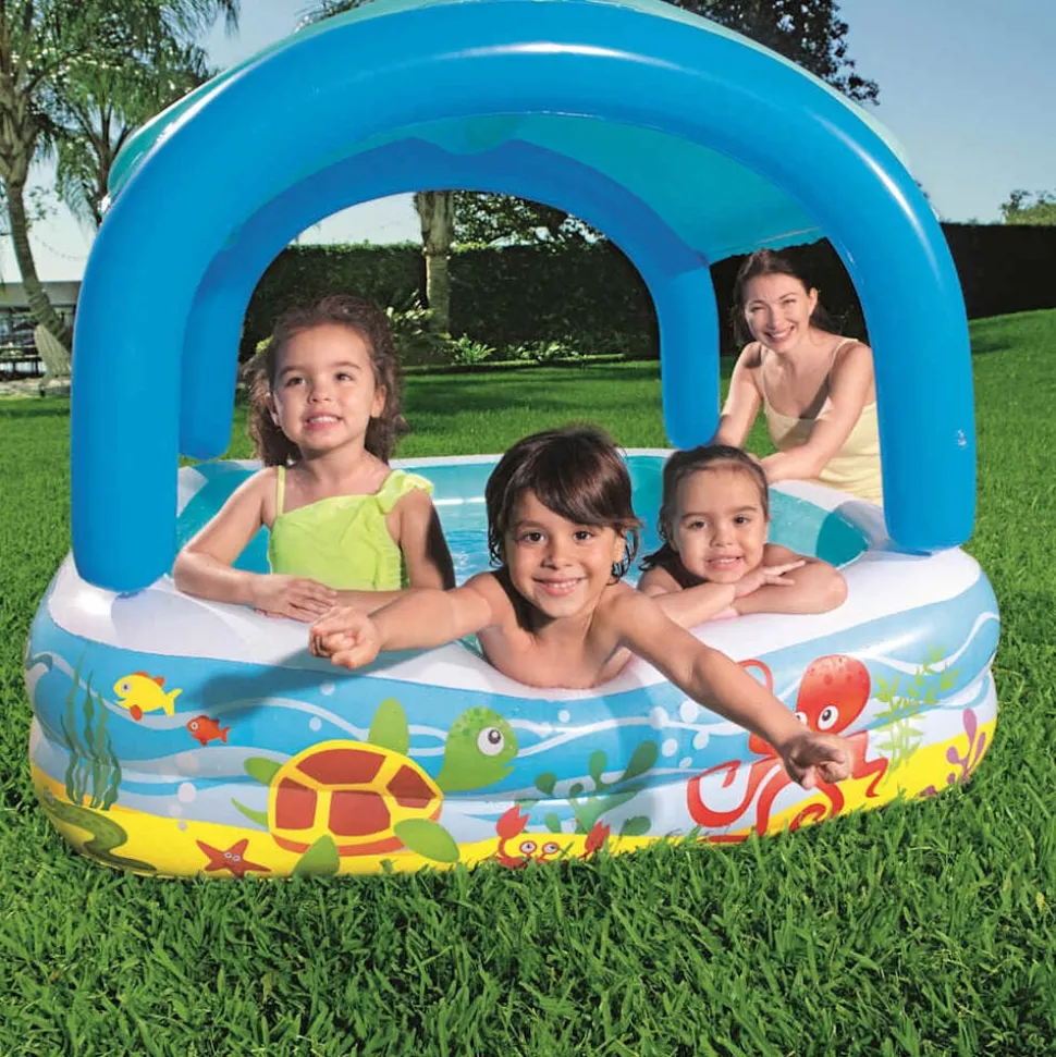 Bestway Speelzwembad met overkapping 140x140x114 cm blauw 52192