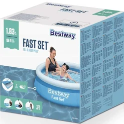 Bestway Zwembad Fast Set opblaasbaar rond 183x51 cm blauw