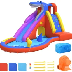 Happy Hop Glijbaan met plonsbad opblaasbaar 450x320x240 cm PVC