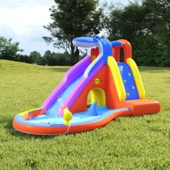 Happy Hop Glijbaan met plonsbad opblaasbaar 450x320x240 cm PVC