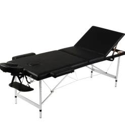 Inklapbare massagetafel 3 zones met aluminium frame (zwart)