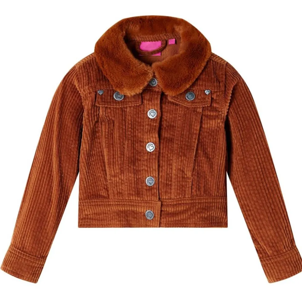 Kinderjas 92 ribfluweel cognackleurig