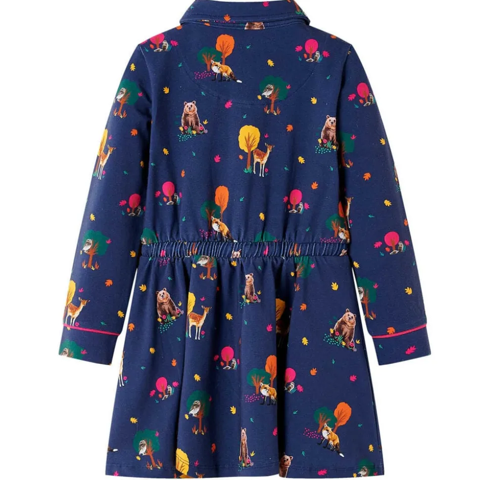 Kinderjurk lange mouwen en trekkoord 92 marineblauw