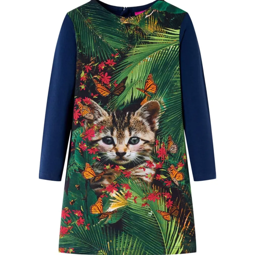 Kinderjurk met lange mouwen 104 marineblauw