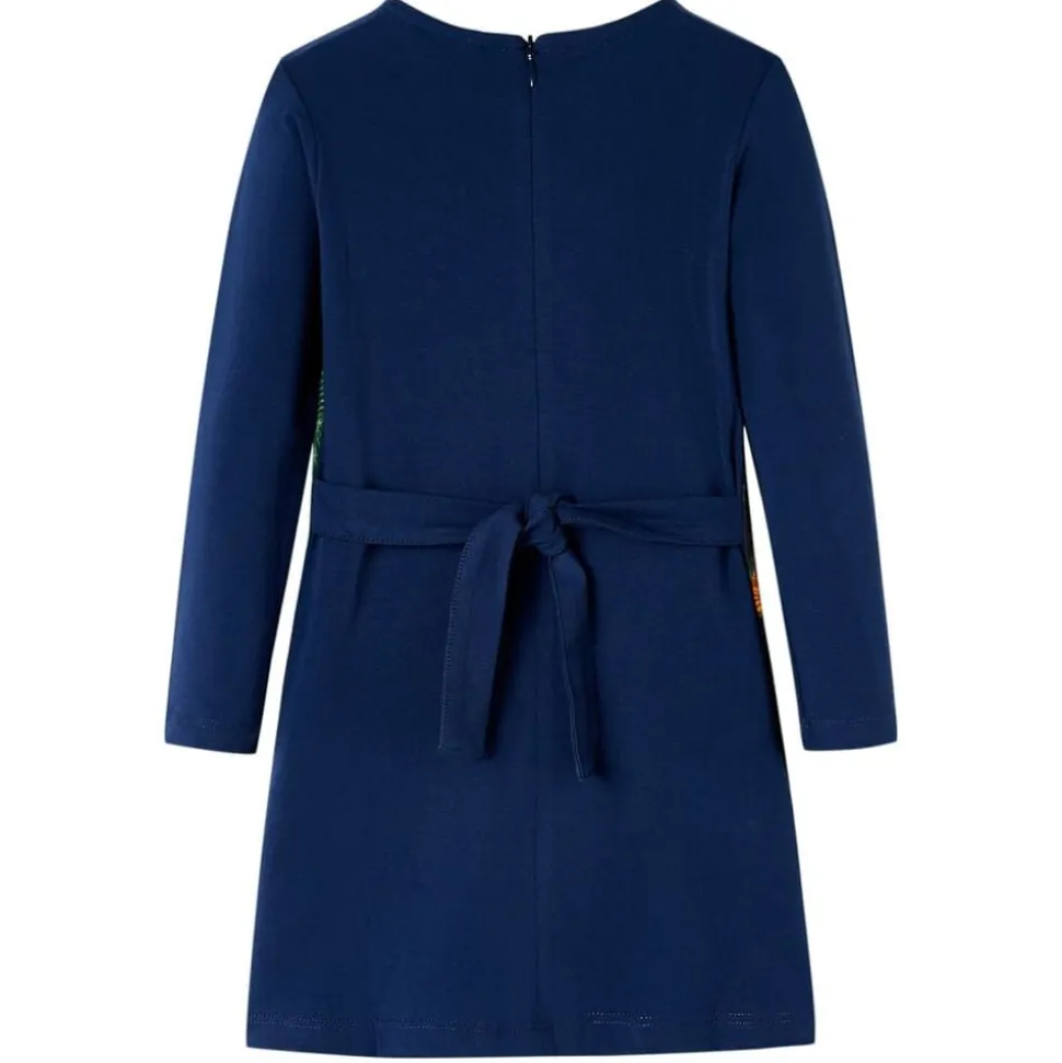 Kinderjurk met lange mouwen 104 marineblauw