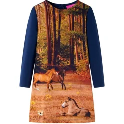 Kinderjurk met lange mouwen 104 marineblauw