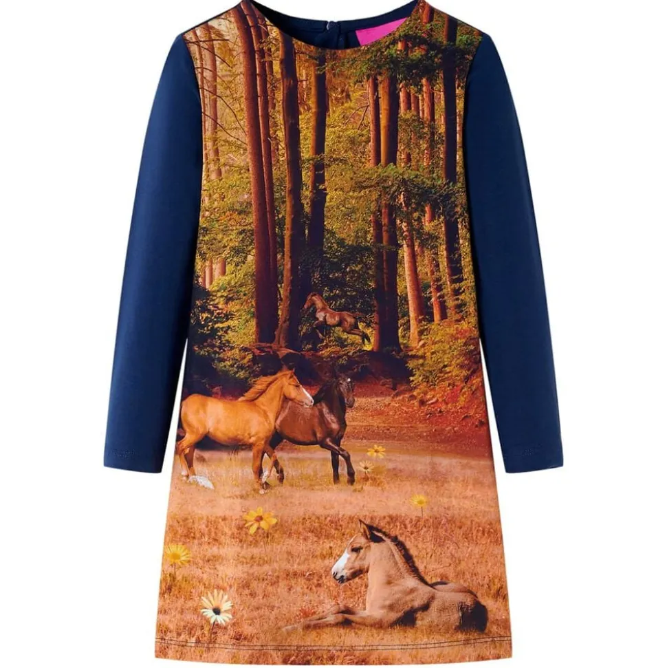 Kinderjurk met lange mouwen 104 marineblauw