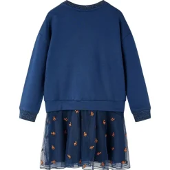 Kinderjurk met lange mouwen 92 marineblauw