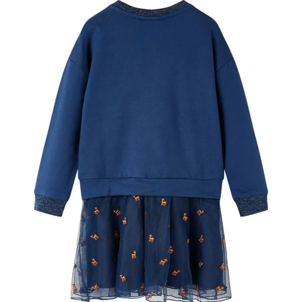 Kinderjurk met lange mouwen 92 marineblauw