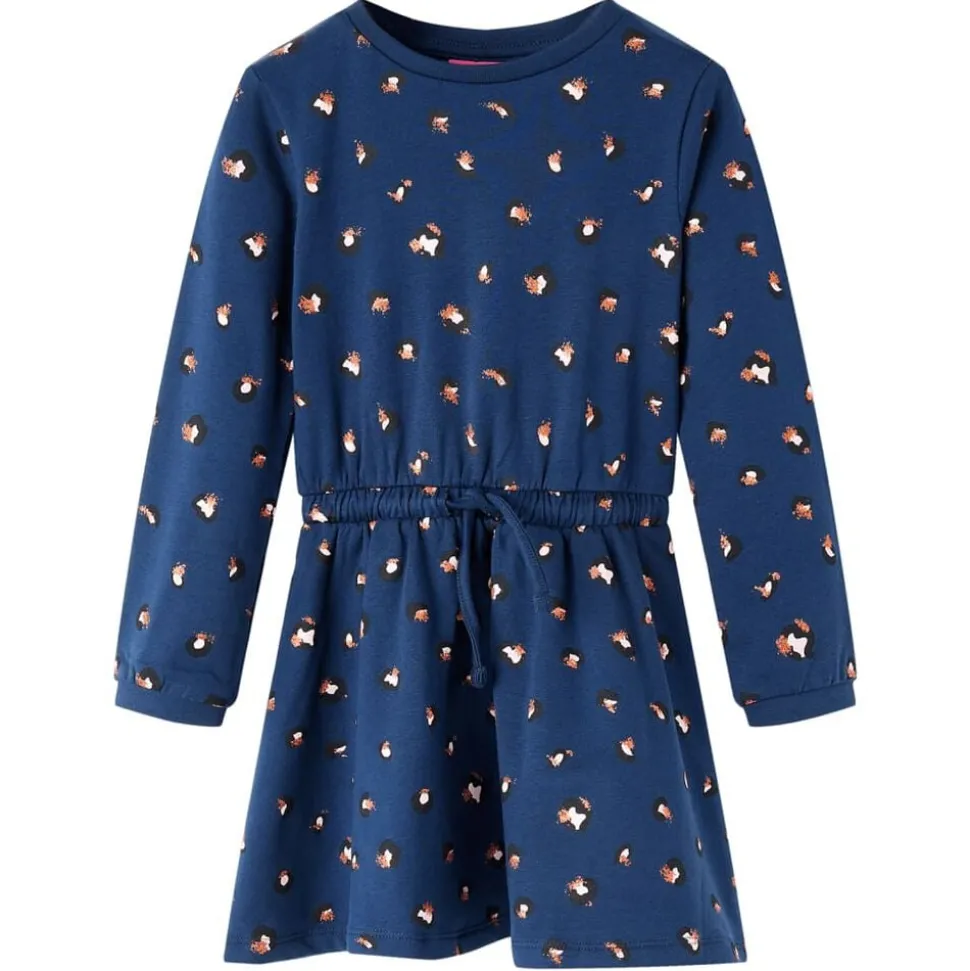 Kinderjurk met lange mouwen 104 marineblauw