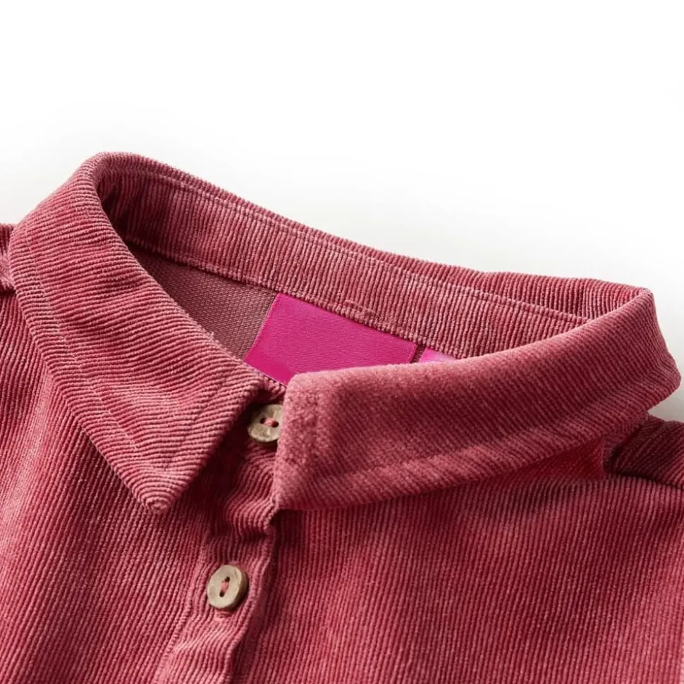 Kinderjurk met lange mouwen ribfluweel 92 oudroze