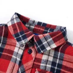 Kinderoverhemd geruit 104 rood en marineblauw