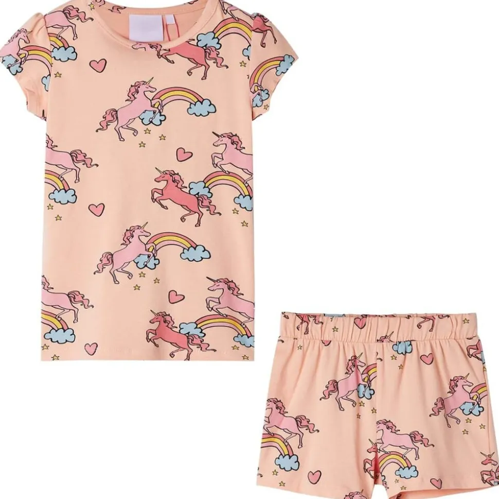 Kinderpyjama met korte mouwen 92 lichtoranje