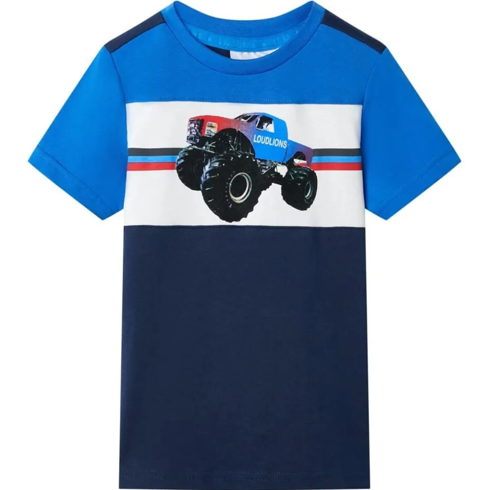 Kindershirt 104 blauw en marineblauw