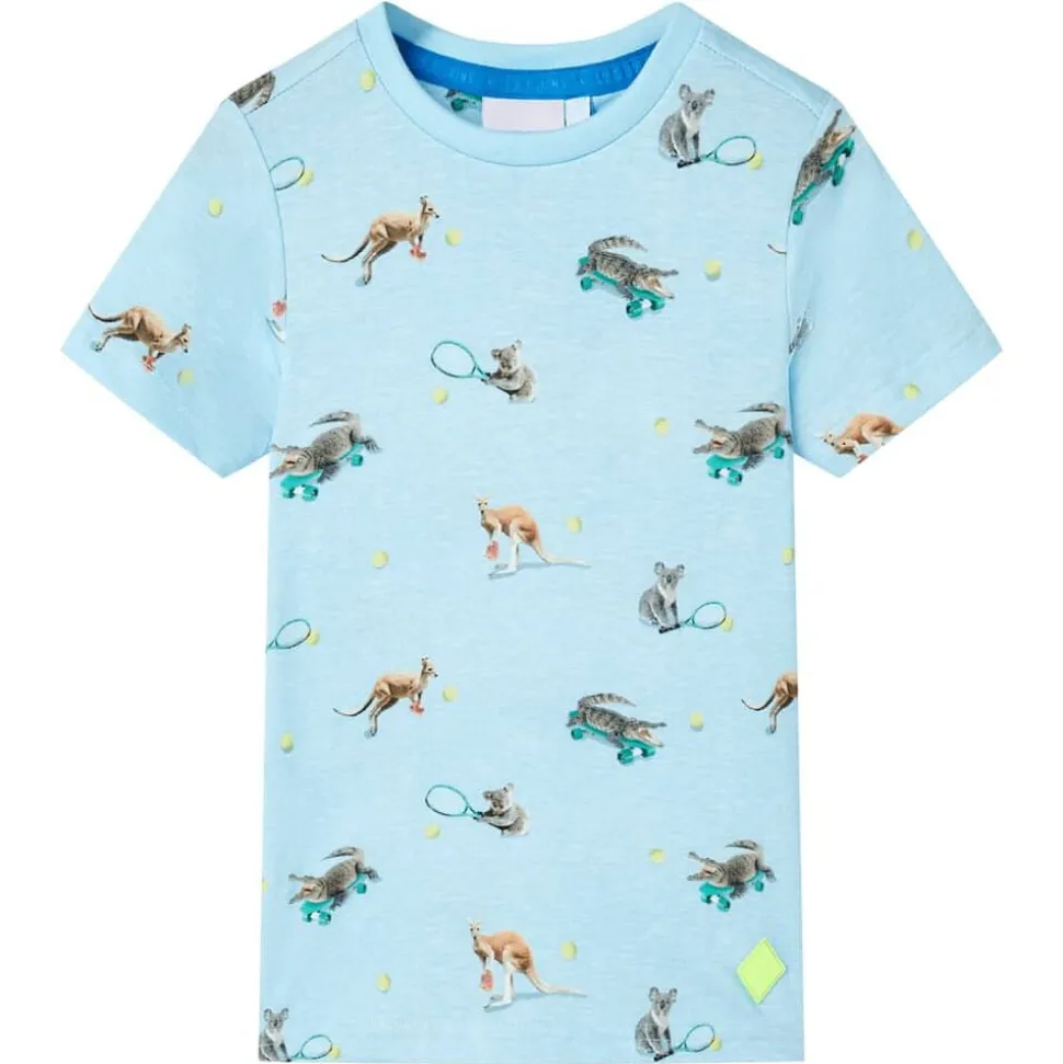 Kindershirt 116 gemêleerd lichtblauw