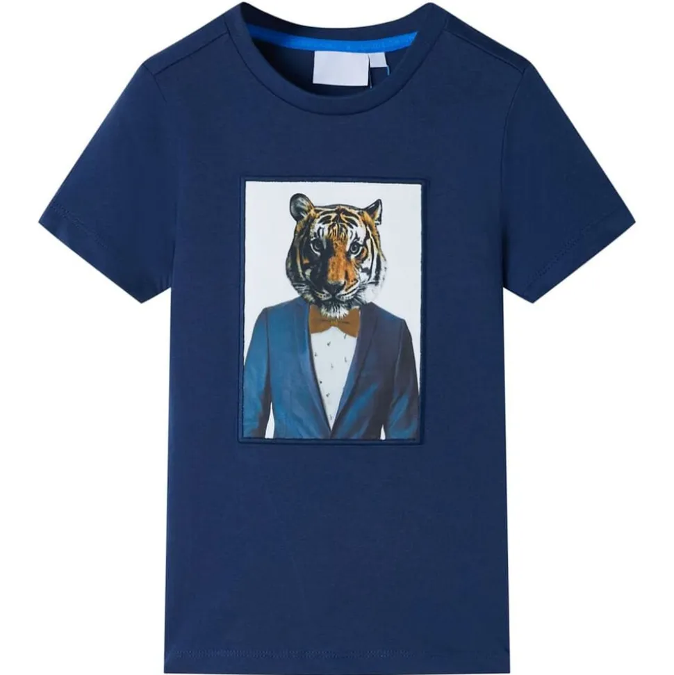 Kindershirt met korte mouwen 128 donkerblauw