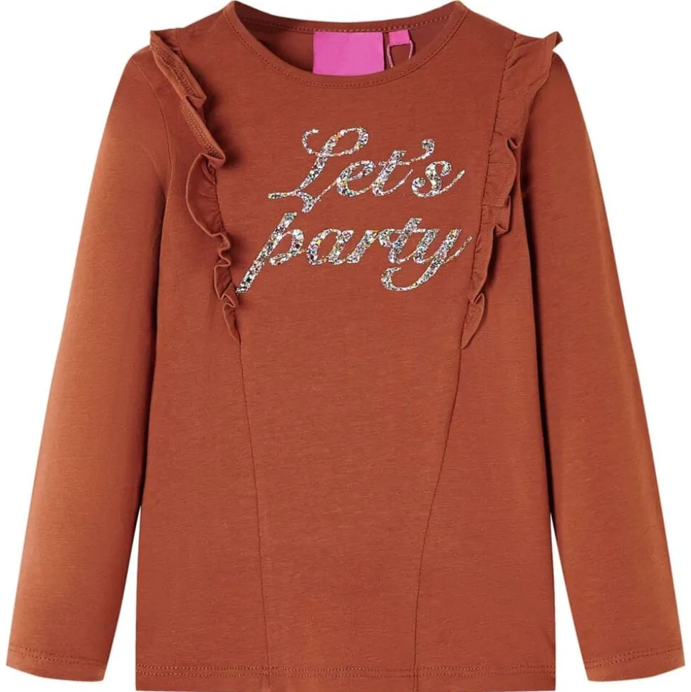 Kindershirt met lange mouwen 128 cognackleurig