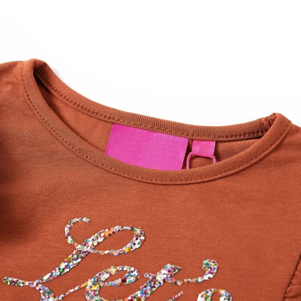 Kindershirt met lange mouwen 128 cognackleurig
