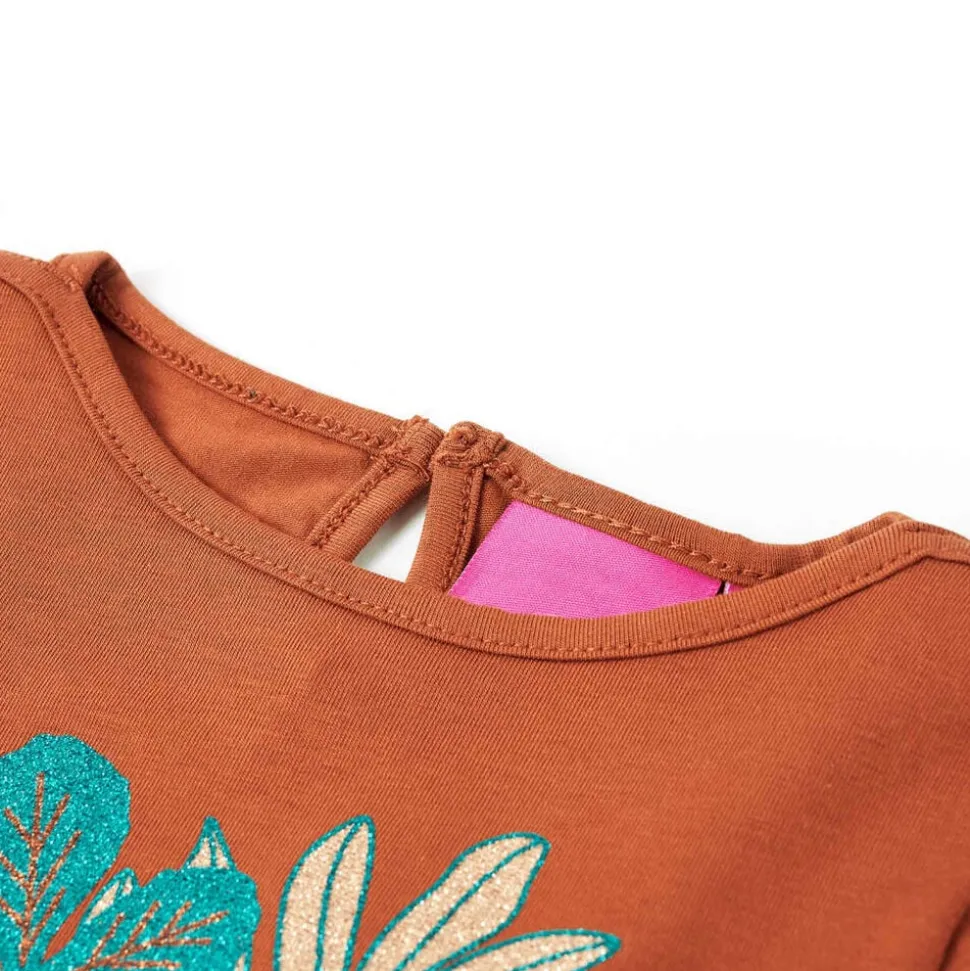 Kindershirt met lange mouwen 128 cognackleurig