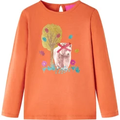 Kindershirt met lange mouwen 116 oranjebruin
