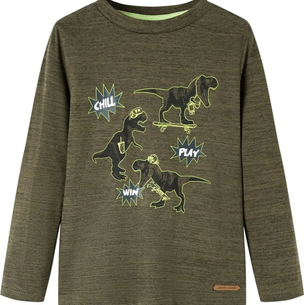 Kindershirt met lange mouwen 92 gemêleerd kakikleurig