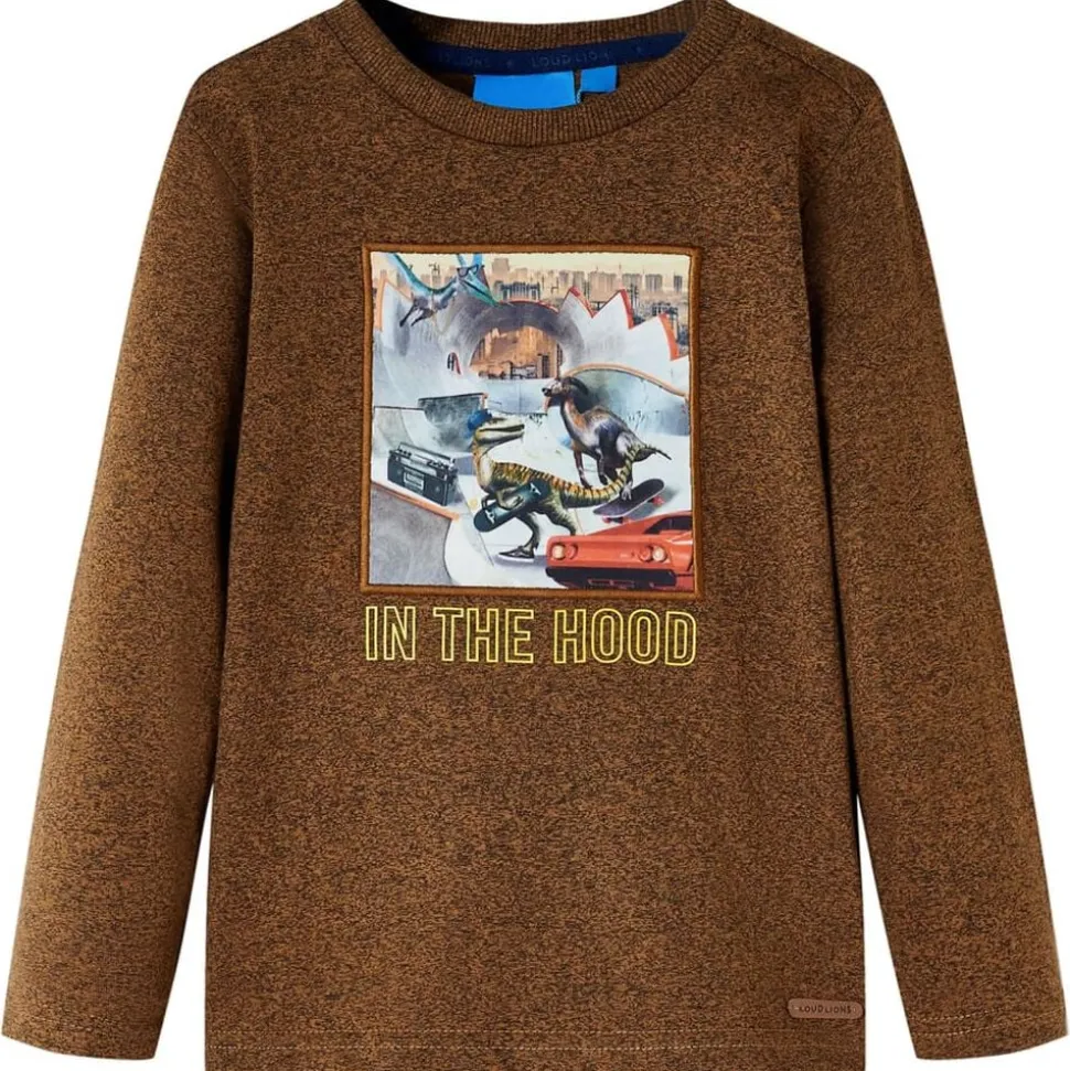 Kindershirt met lange mouwen 104 gemêleerd cognackleur