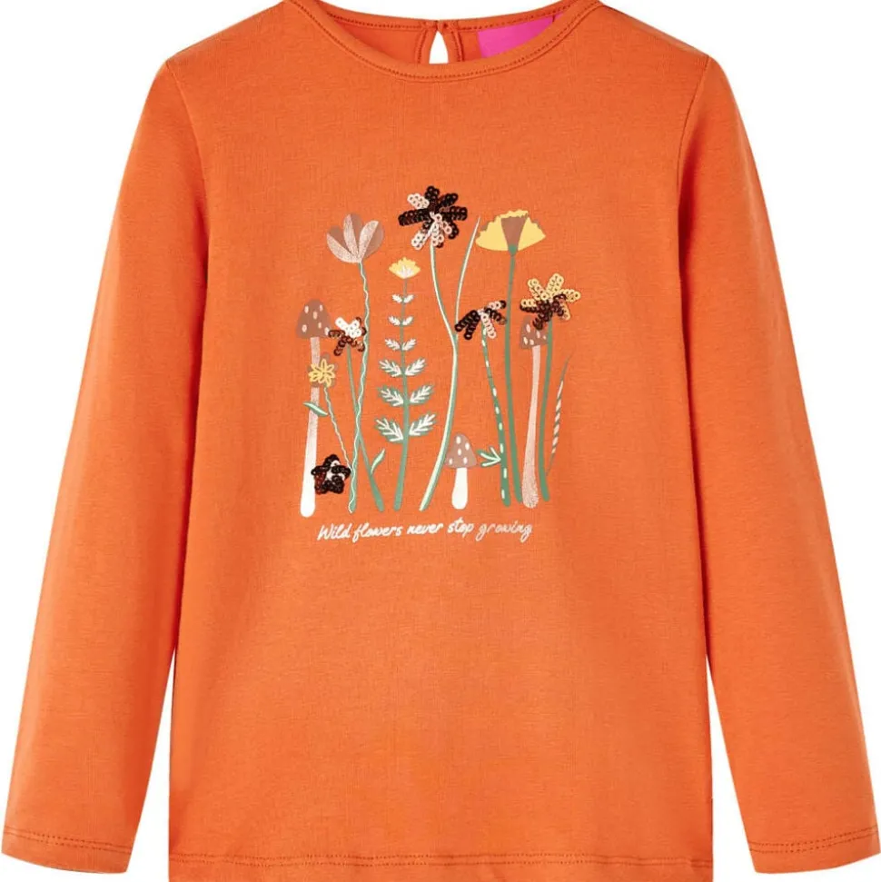 Kindershirt met lange mouwen 92 oranjebruin