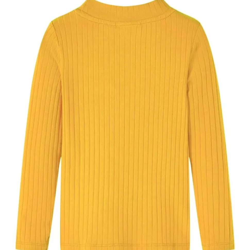 Kindershirt met lange mouwen geribd 92 donker okerkleurig