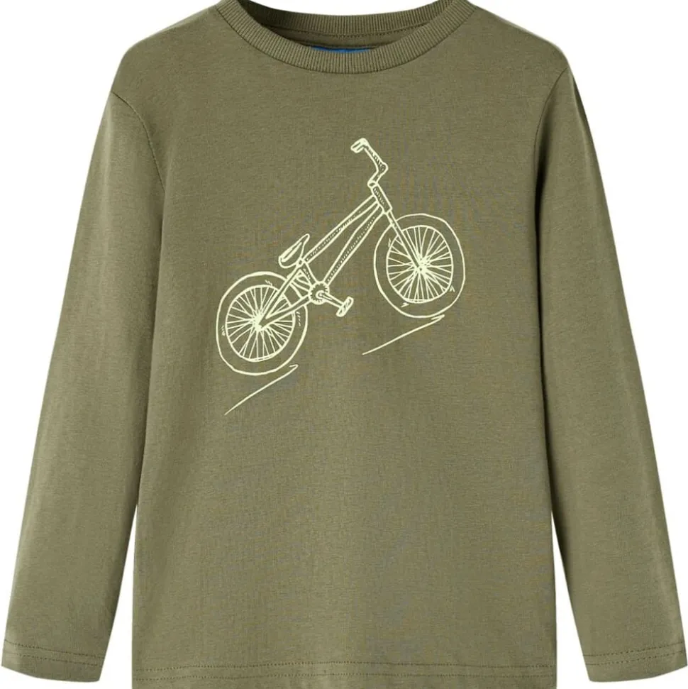 Kindershirt met lange mouwen 92 kakikleurig