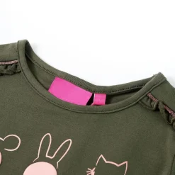 Kindershirt met lange mouwen 104 kakikleurig