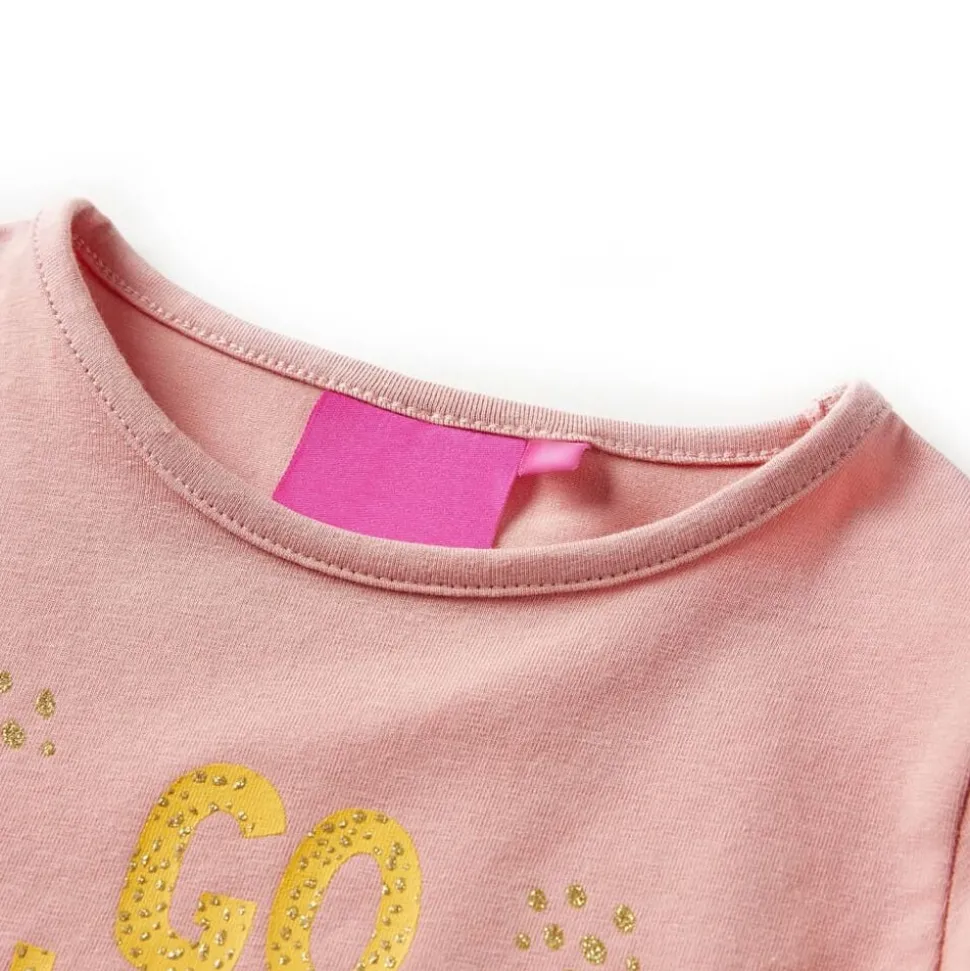 Kindershirt met lange mouwen 128 lichtroze