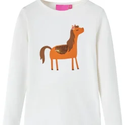 Kindershirt met lange mouwen 104 ecrukleurig