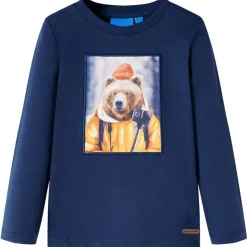 Kindershirt met lange mouwen 140 gemêleerd marineblauw