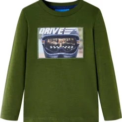 Kindershirt met lange mouwen 104 donkerkakikleurig