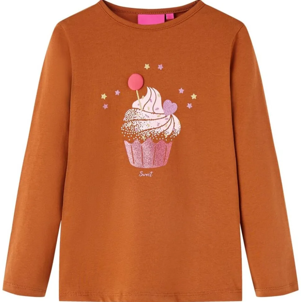 Kindershirt met lange mouwen 92 cognackleurig