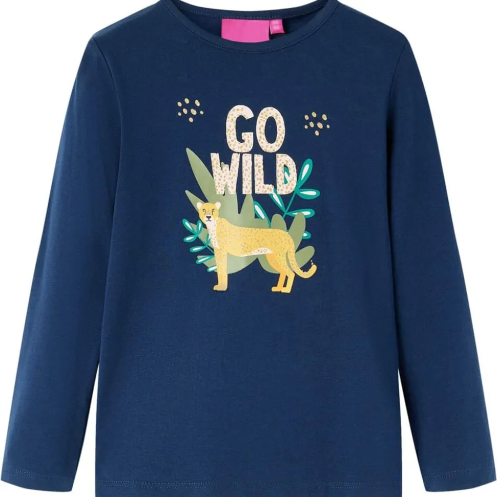 Kindershirt met lange mouwen 128 marineblauw