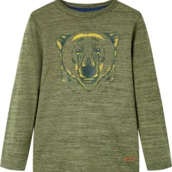 Kindershirt met lange mouwen 104 gemêleerd kakikleurig