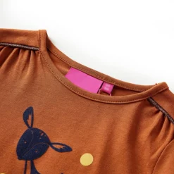 Kindershirt met lange mouwen 92 cognackleurig