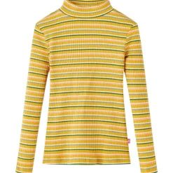 Kindershirt met lange mouwen 104 gestreept okerkleurig