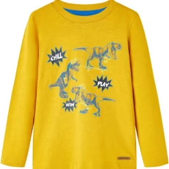 Kindershirt met lange mouwen 104 okerkleurig