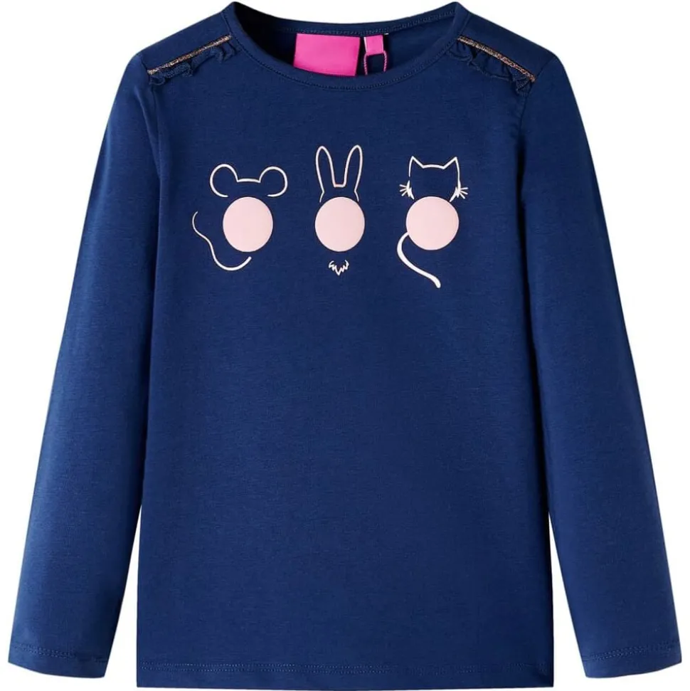 Kindershirt met lange mouwen 116 marineblauw