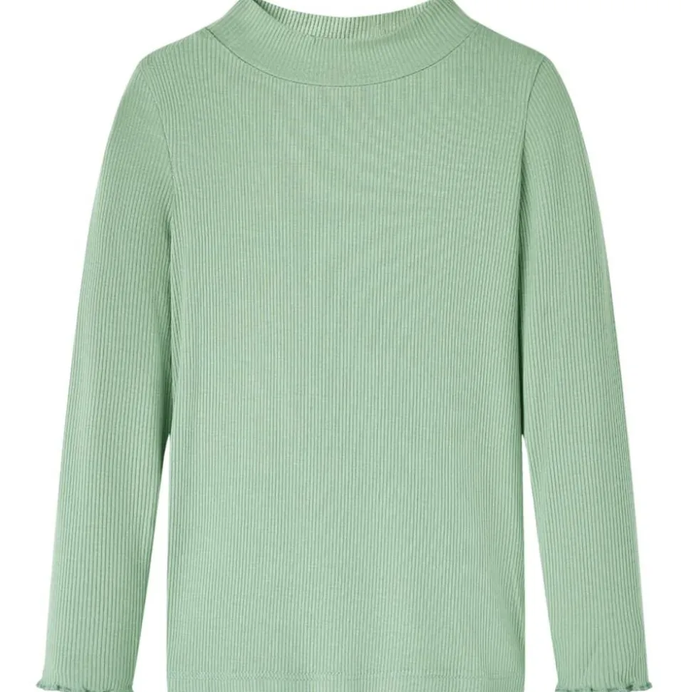 Kindershirt met lange mouwen lage col 128 donkermintkleurig