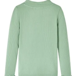 Kindershirt met lange mouwen lage col 128 donkermintkleurig