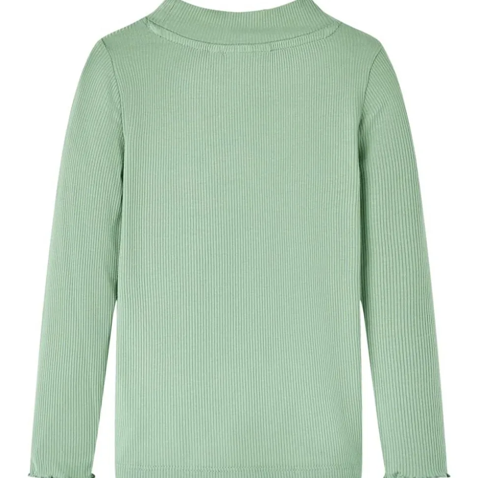 Kindershirt met lange mouwen lage col 128 donkermintkleurig